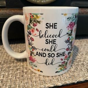 She Believed She Could Inspirational Floral Mug